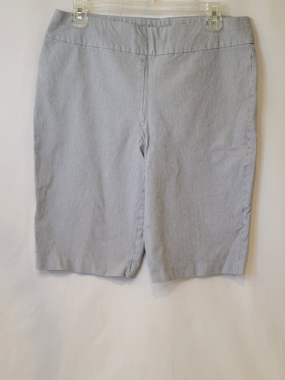 Chico's White and Navy Pinstripe 'So Slimming' Shorts
